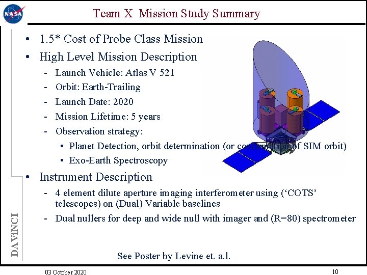 Team X Mission Study Summary • 1. 5* Cost of Probe Class Mission •
