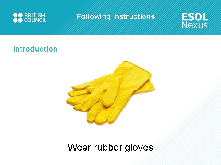 Following instructions Introduction Wear rubber gloves 