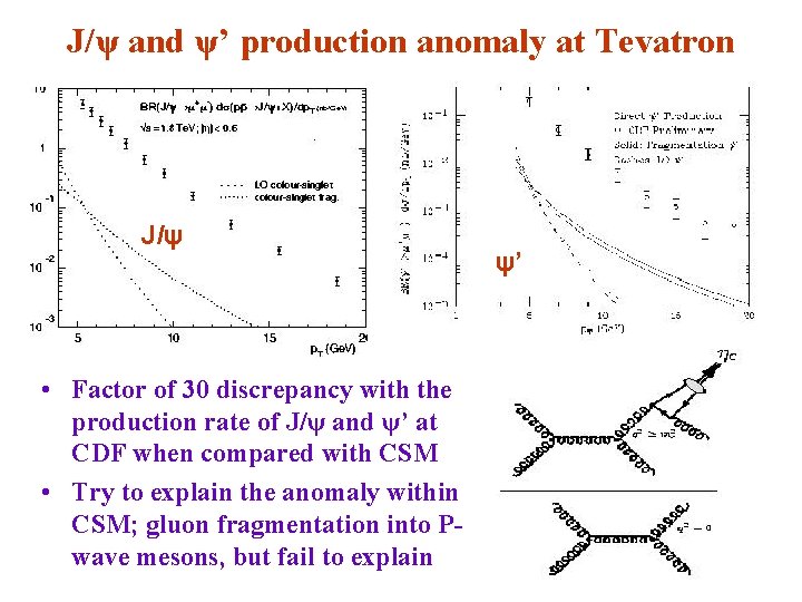 J/ψ and ψ’ production anomaly at Tevatron J/ψ • Factor of 30 discrepancy with