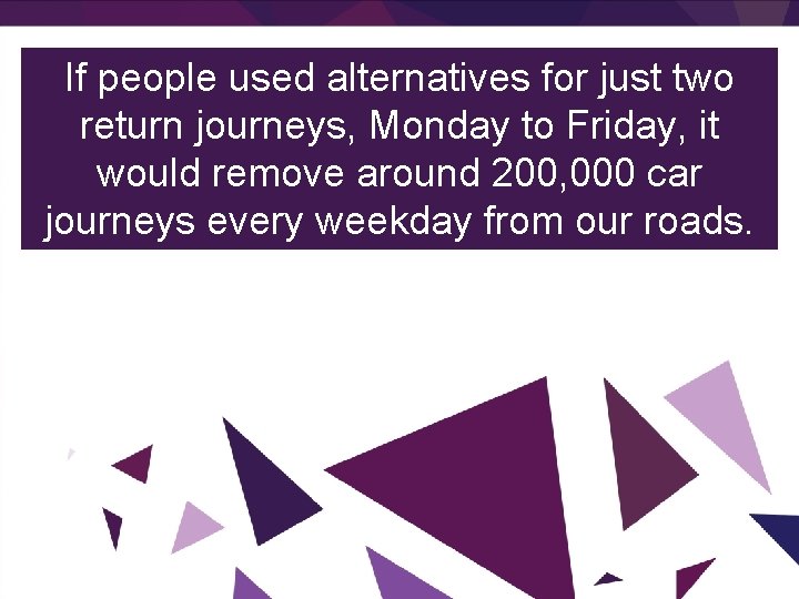If people used alternatives for just two return journeys, Monday to Friday, it would