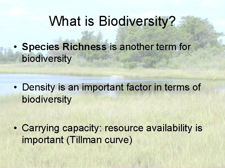 What is Biodiversity? • Species Richness is another term for biodiversity • Density is