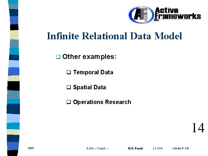 Infinite Relational Data Model q Other examples: q Temporal Data q Spatial Data q