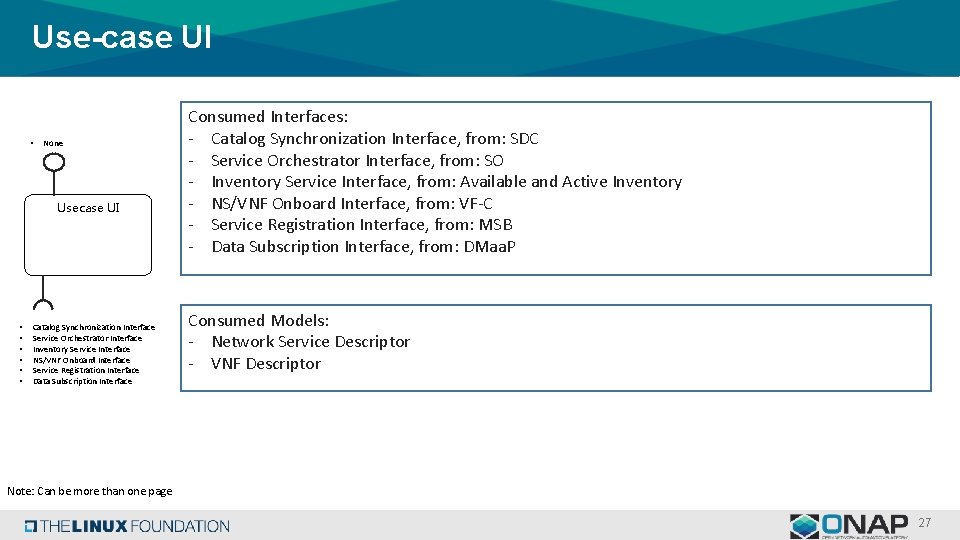 Use-case UI • None Usecase UI • • • Catalog Synchronization Interface Service Orchestrator