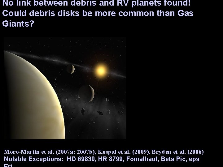 No link between debris and RV planets found! Could debris disks be more common