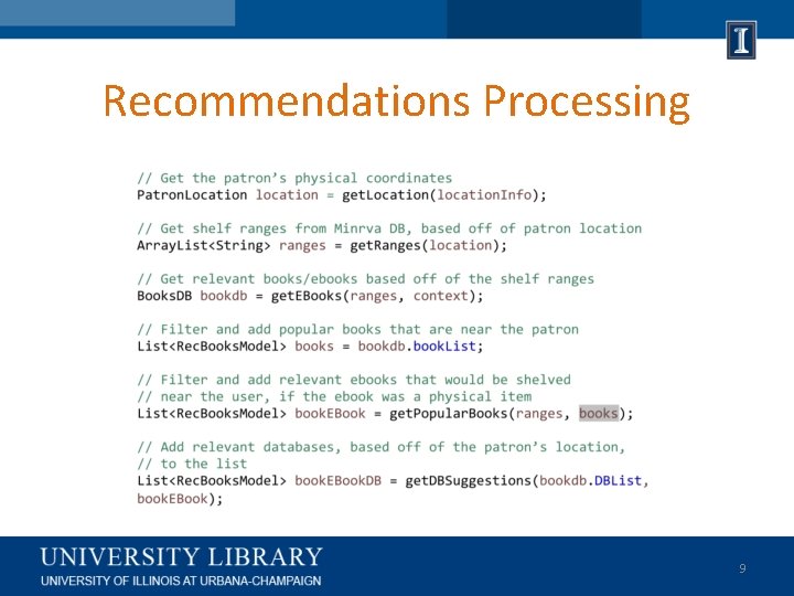 Recommendations Processing 9 