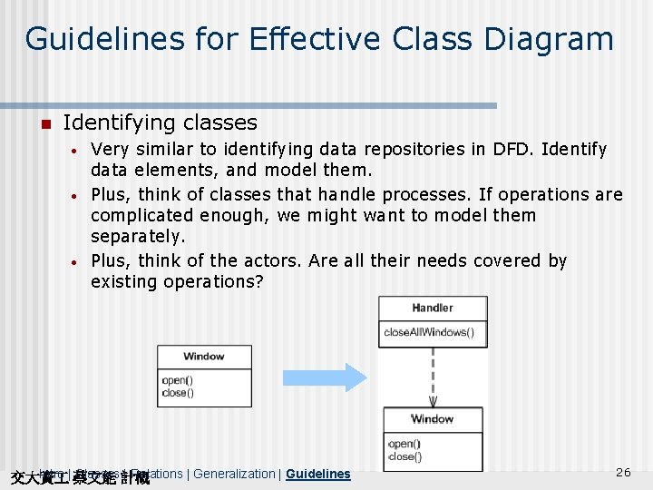 Guidelines for Effective Class Diagram n Identifying classes • • • Very similar to
