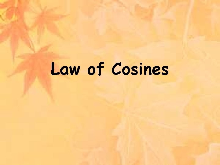 Law of Cosines 