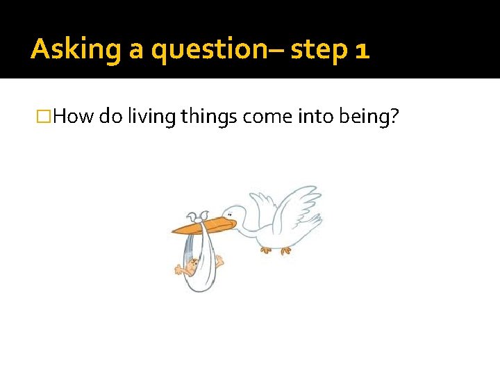 Asking a question– step 1 �How do living things come into being? 