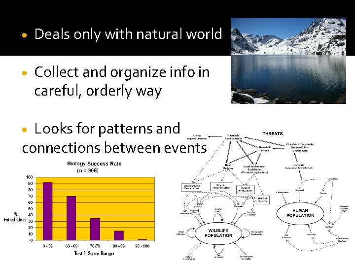  Deals only with natural world Collect and organize info in careful, orderly way