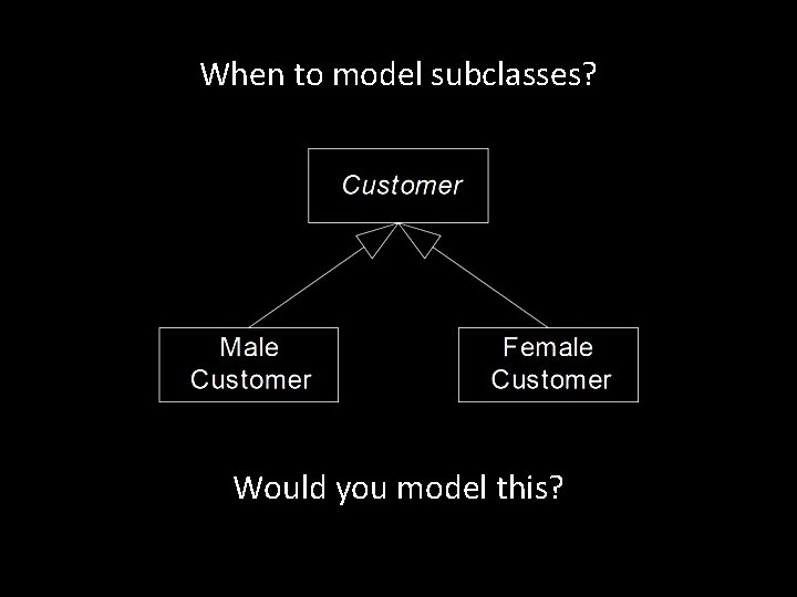 When to model subclasses? Would you model this? 