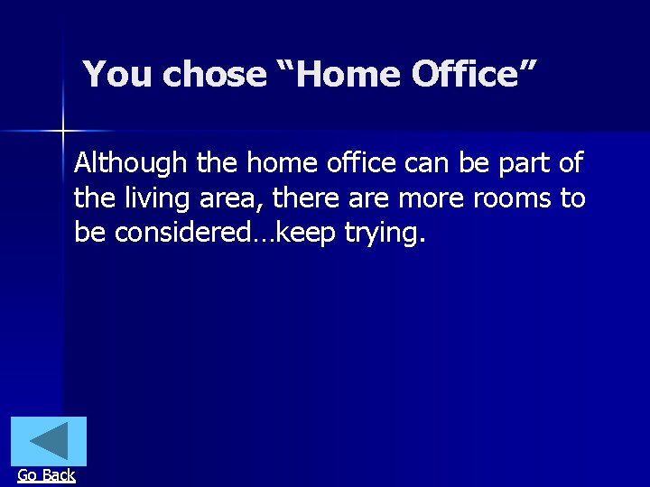 You chose “Home Office” Although the home office can be part of the living