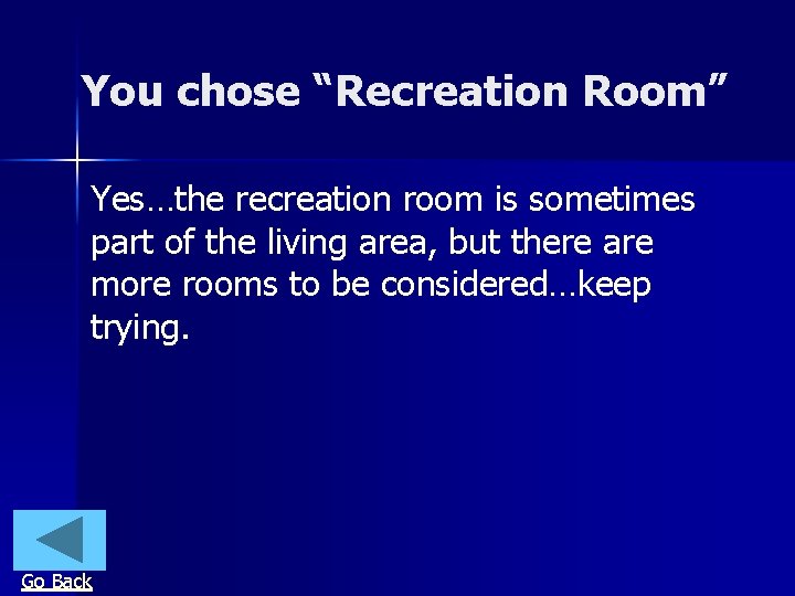 You chose “Recreation Room” Yes…the recreation room is sometimes part of the living area,