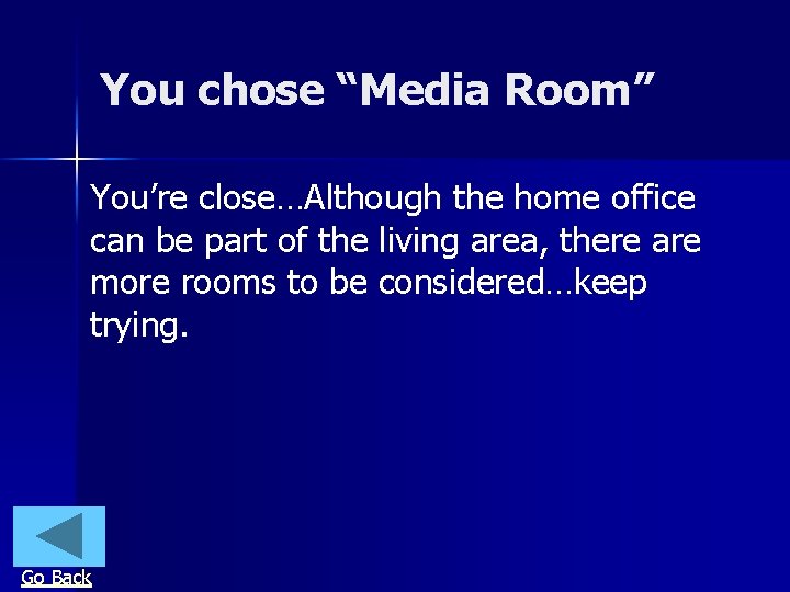 You chose “Media Room” You’re close…Although the home office can be part of the