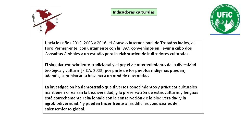 Indicadores culturales Hacia los años 2002, 2003 y 2006, el Consejo Internacional de Tratados