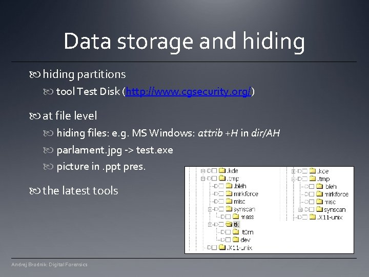 Data storage and hiding partitions tool Test Disk (http: //www. cgsecurity. org/) at file Data storage and hiding partitions tool Test Disk (http: //www. cgsecurity. org/) at file