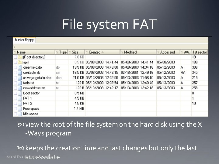 File system FAT view the root of the file system on the hard disk File system FAT view the root of the file system on the hard disk