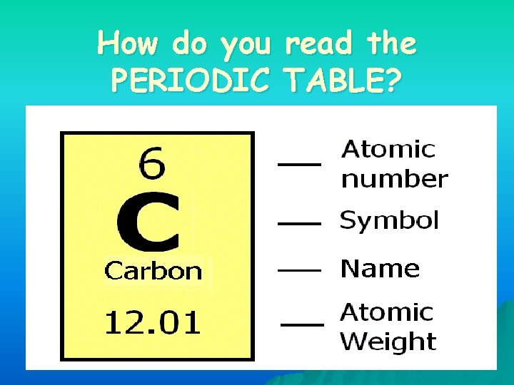 How do you PERIODIC read the TABLE? 