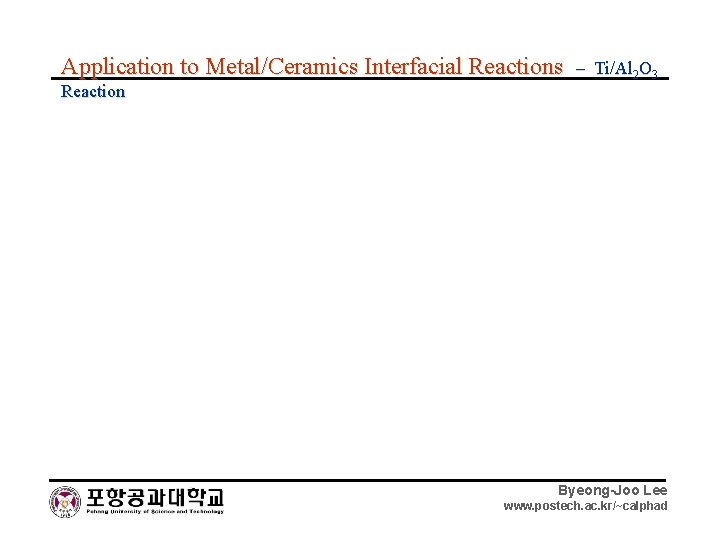 Application to Metal/Ceramics Interfacial Reactions – Ti/Al 2 O 3 Reaction Byeong-Joo Lee www.