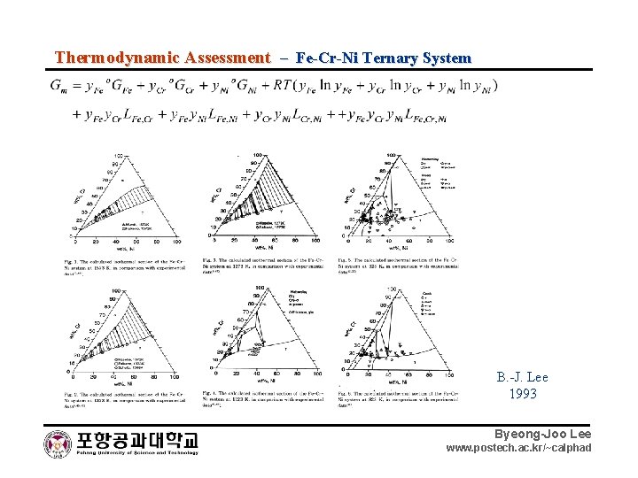 Thermodynamic Assessment – Fe-Cr-Ni Ternary System B. -J. Lee 1993 Byeong-Joo Lee www. postech.