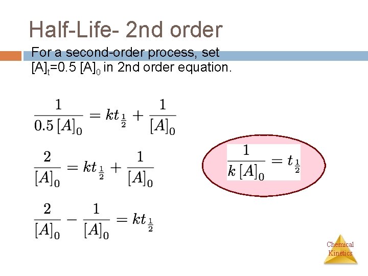 Half-Life- 2 nd order For a second-order process, set [A]t=0. 5 [A]0 in 2