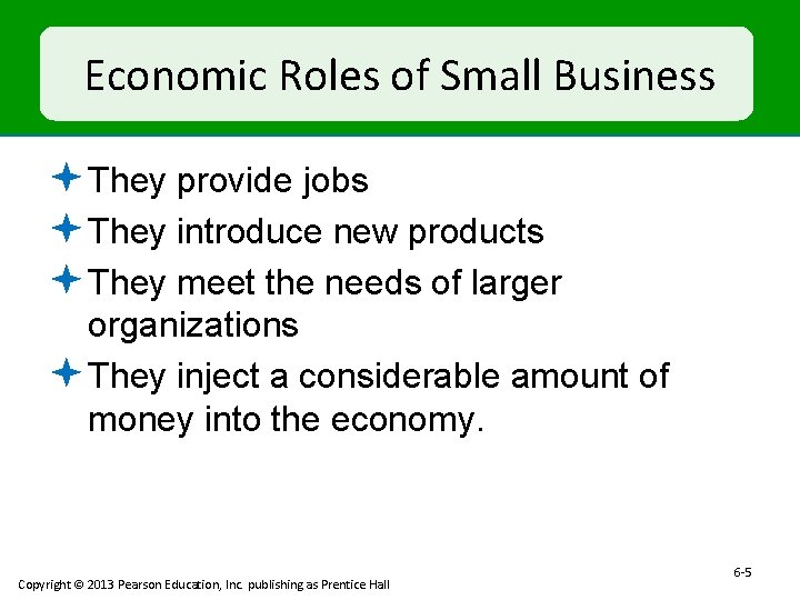 Economic Roles of Small Business ª They provide jobs ª They introduce new products