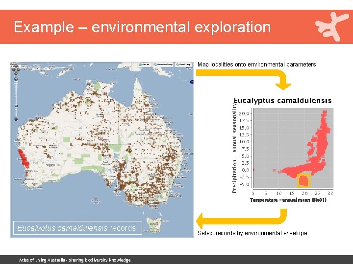 Example – environmental exploration Map localities onto environmental parameters Temperature – annual mean (Bio
