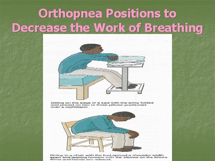 Orthopnea Positions to Decrease the Work of Breathing 