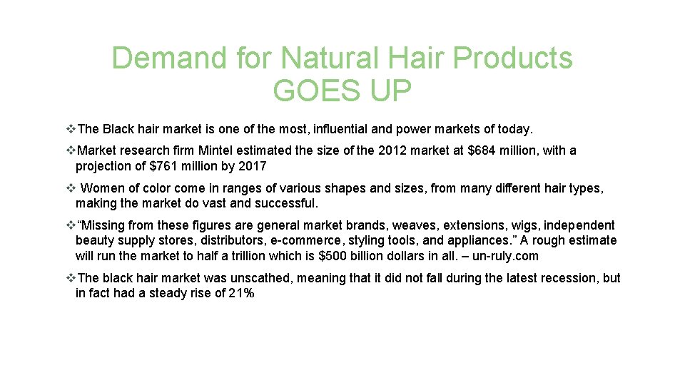 Demand for Natural Hair Products GOES UP v. The Black hair market is one