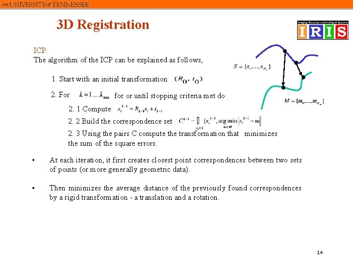 3 D Registration ICP: The algorithm of the ICP can be explained as follows,