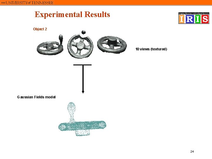 Experimental Results Object 2 10 views (textured) Gaussian Fields model 24 