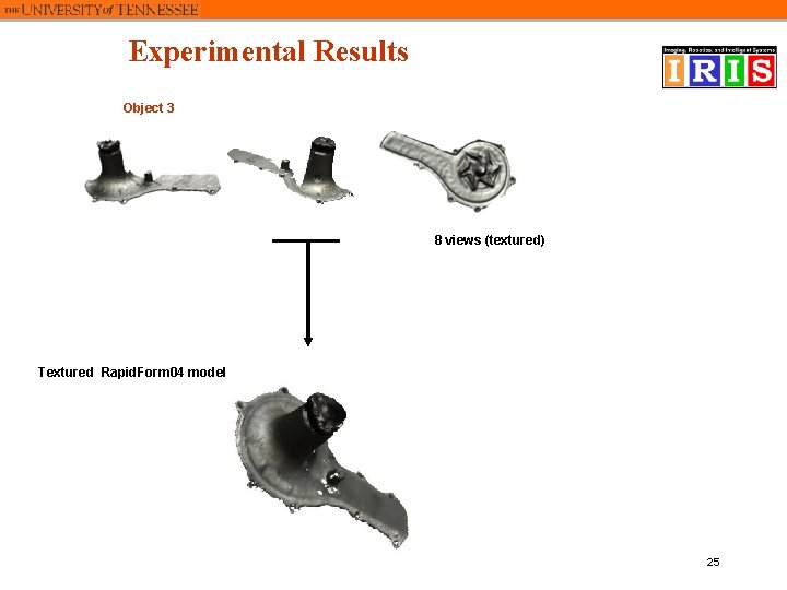 Experimental Results Object 3 8 views (textured) Textured Rapid. Form 04 model 25 