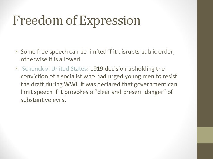 Freedom of Expression Free Speech and Public Order: • Some free speech can be