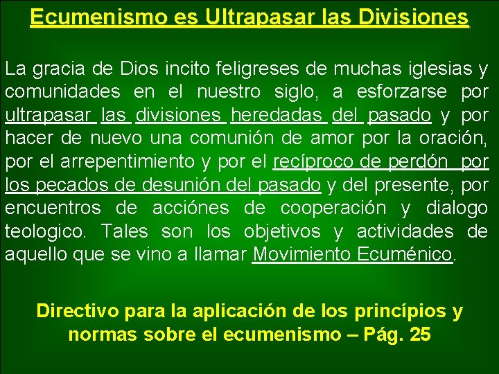 Ecumenismo es Ultrapasar las Divisiones La gracia de Dios incito feligreses de muchas iglesias