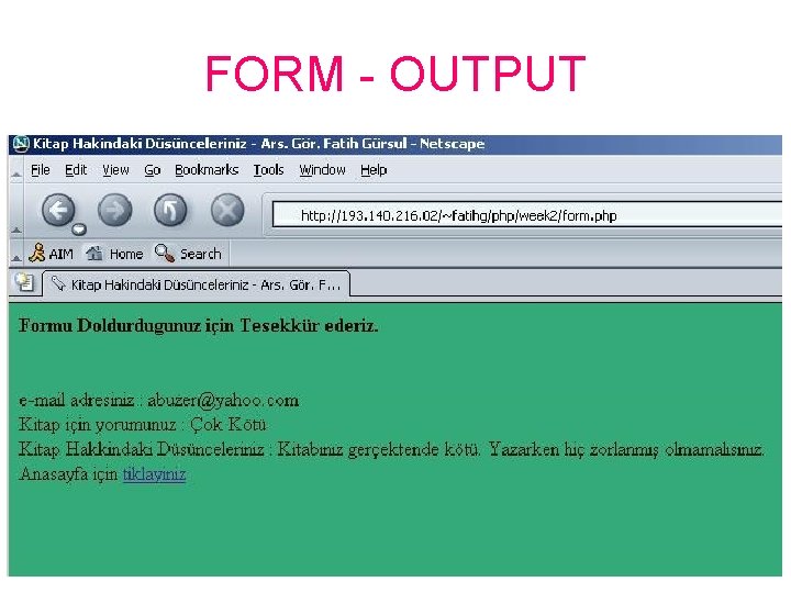 FORM - OUTPUT 