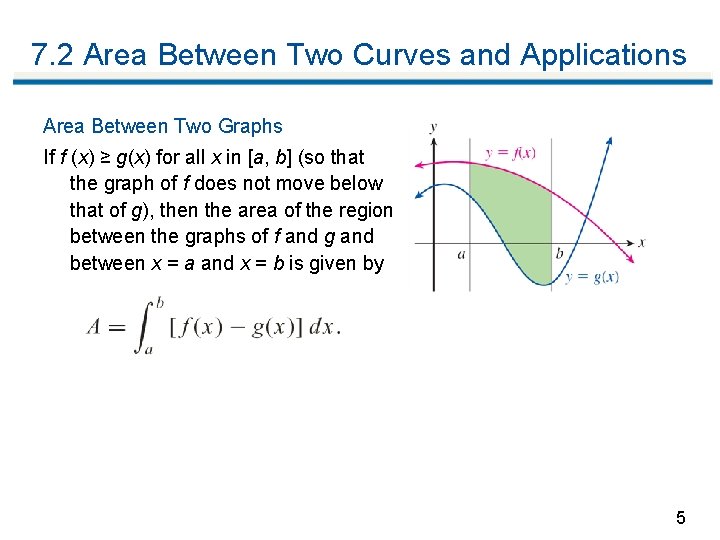 7. 2 Area Between Two Curves and Applications Area Between Two Graphs If f