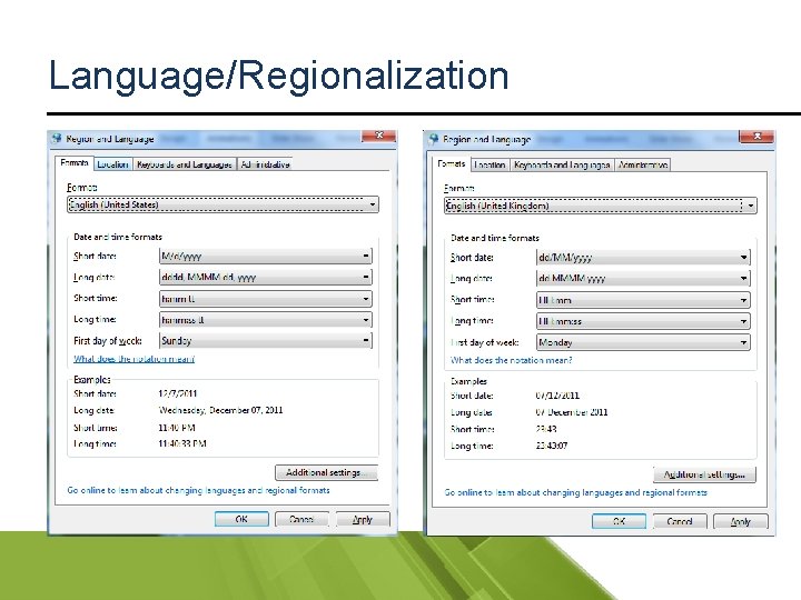 Language/Regionalization 