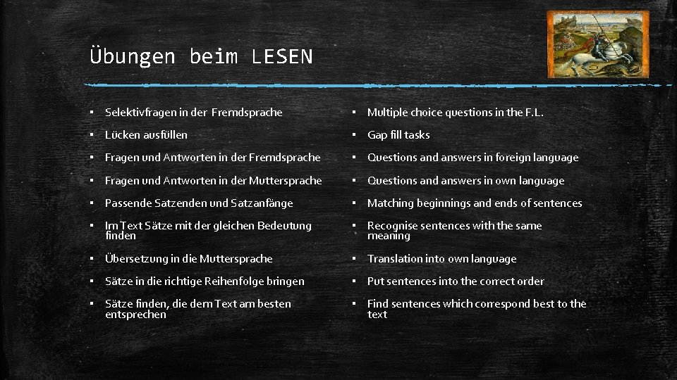 Übungen beim LESEN ▪ Selektivfragen in der Fremdsprache ▪ Multiple choice questions in the