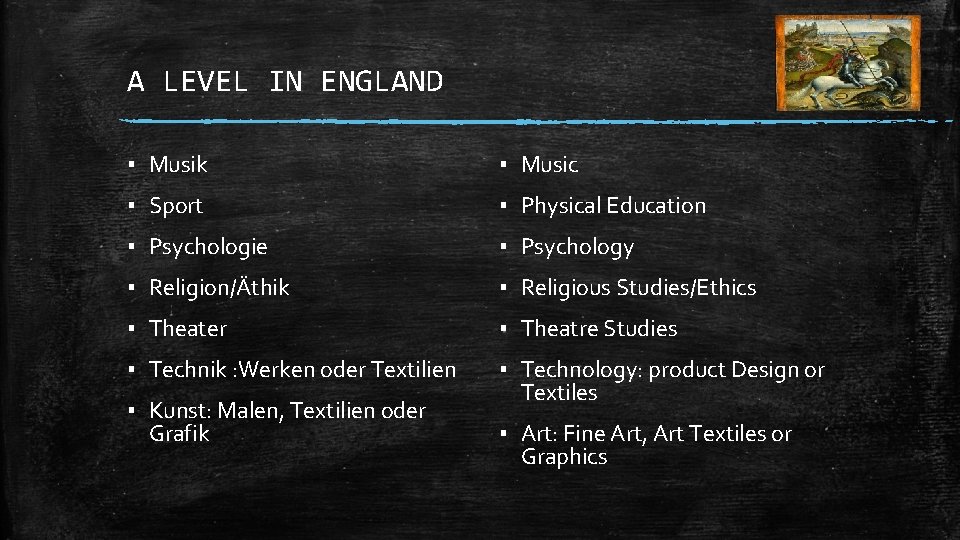 A LEVEL IN ENGLAND ▪ Musik ▪ Music ▪ Sport ▪ Physical Education ▪