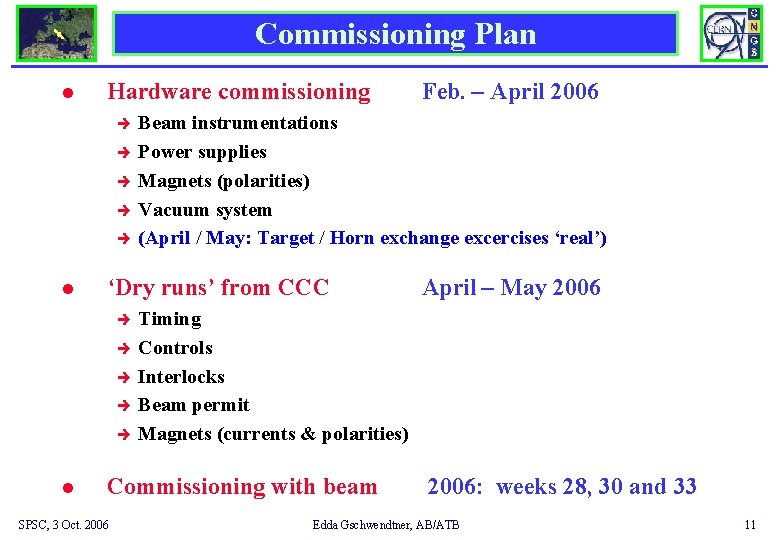 Commissioning Plan l Hardware commissioning è è è l Beam instrumentations Power supplies Magnets