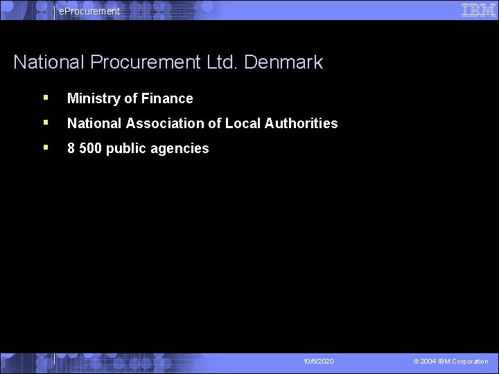 e. Procurement National Procurement Ltd. Denmark § Ministry of Finance § National Association of