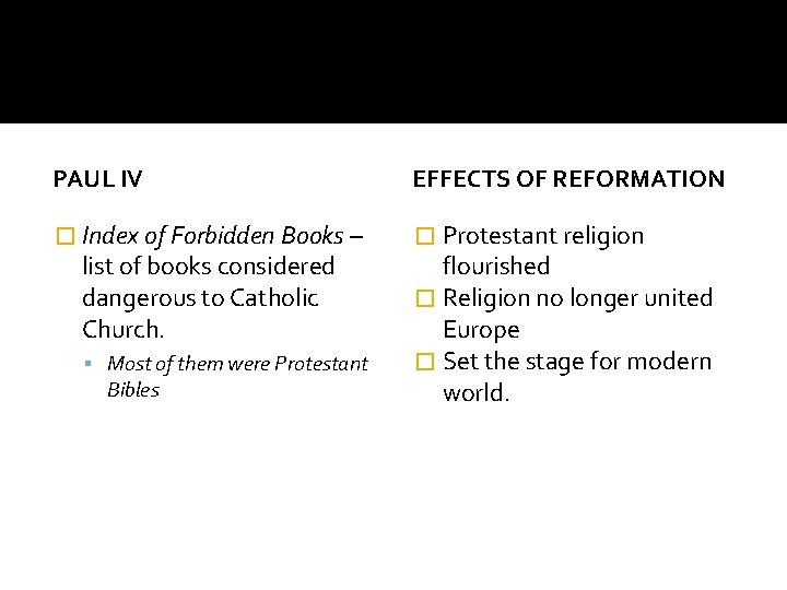 PAUL IV EFFECTS OF REFORMATION � Index of Forbidden Books – � Protestant religion