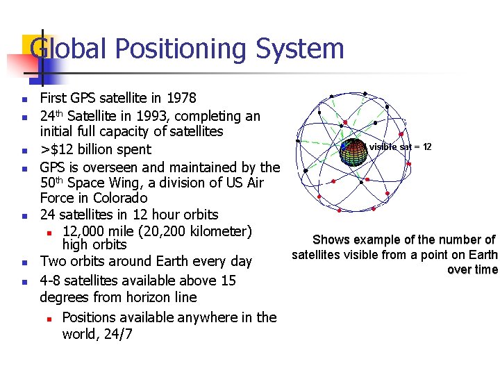 Global Positioning System n n n n First GPS satellite in 1978 24 th