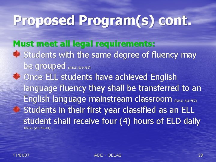 Proposed Program(s) cont. Must meet all legal requirements: Students with the same degree of Proposed Program(s) cont. Must meet all legal requirements: Students with the same degree of