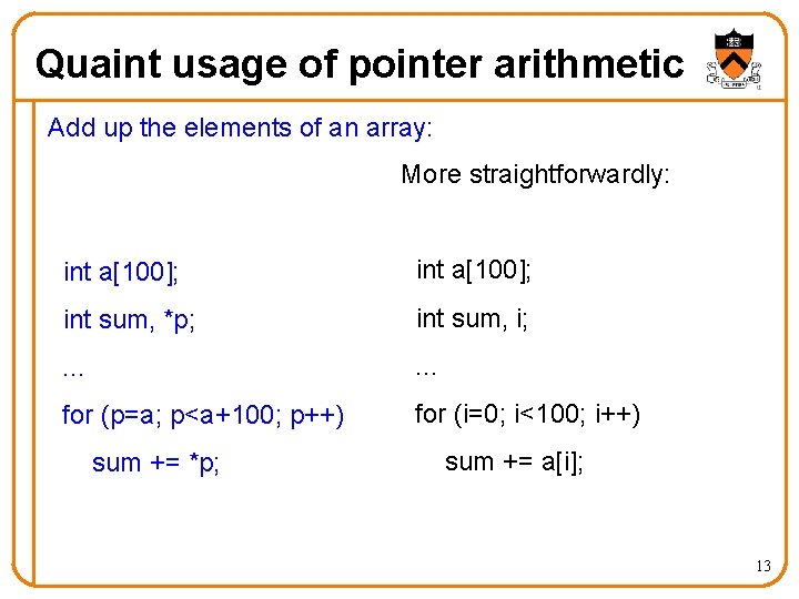 Quaint usage of pointer arithmetic Add up the elements of an array: More straightforwardly: Quaint usage of pointer arithmetic Add up the elements of an array: More straightforwardly: