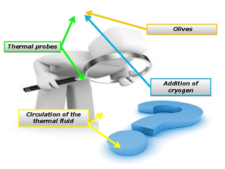 Olives Thermal probes Addition of cryogen Circulation of thermal fluid 