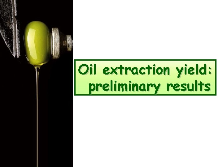 Oil extraction yield: preliminary results 