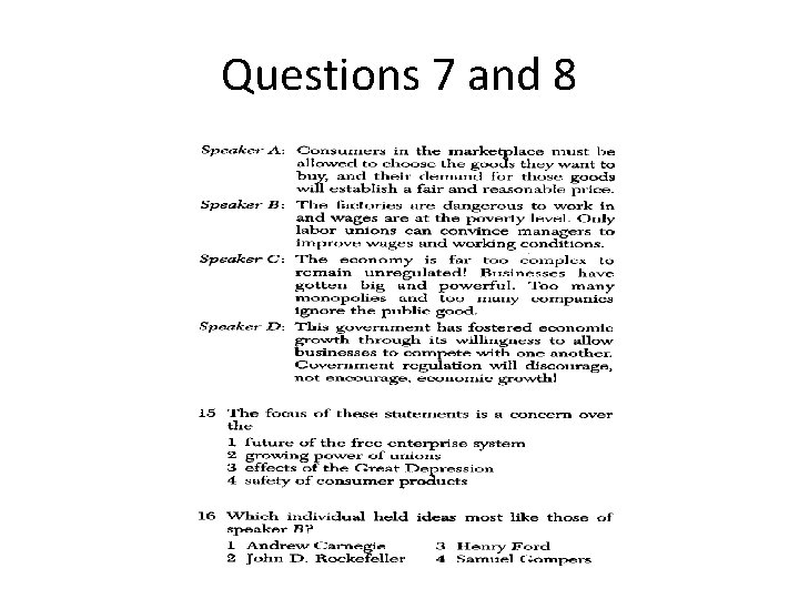 Questions 7 and 8 