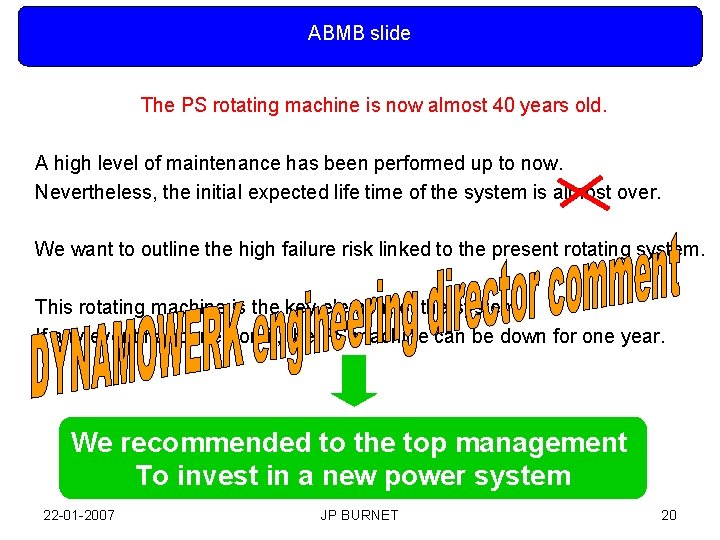 ABMB slide The PS rotating machine is now almost 40 years old. A high