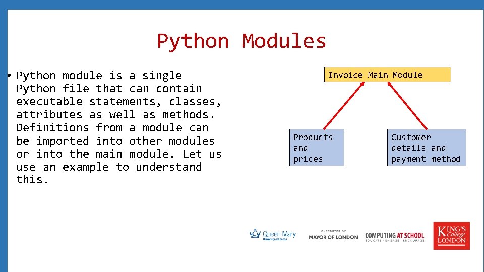 Python Modules • Python module is a single Python file that can contain executable