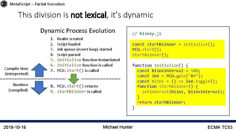 Metal. Script – Partial Execution This division is not lexical, it’s dynamic Dynamic Process